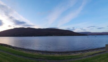 Twilight gloom over Loch Linnhe at Fort William last night