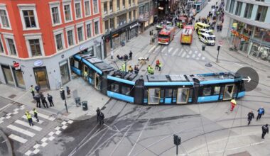 A tram just derailed and crashed into an Apple Store in Oslo, Norway