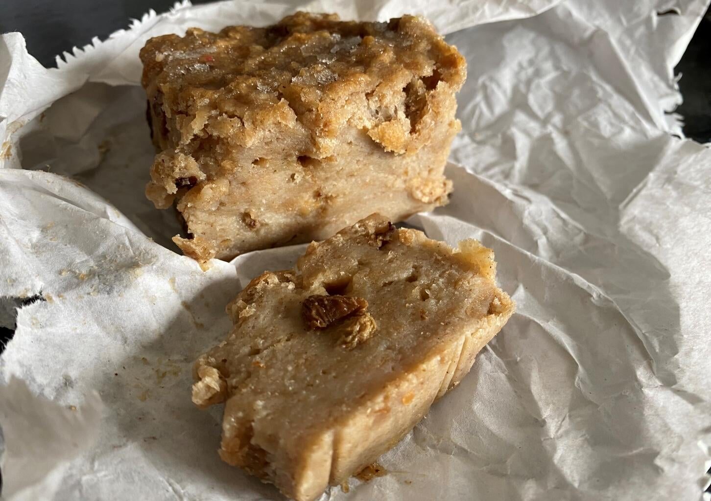 My boyfriend knows I like bread and butter pudding and brought this home for me. I asked him what this slimy grey brick was, and he said it was bread pudding, and sounded surprised, assuming that if I liked one I'd like the other. I've never had it before - is this what it's supposed to be like?!