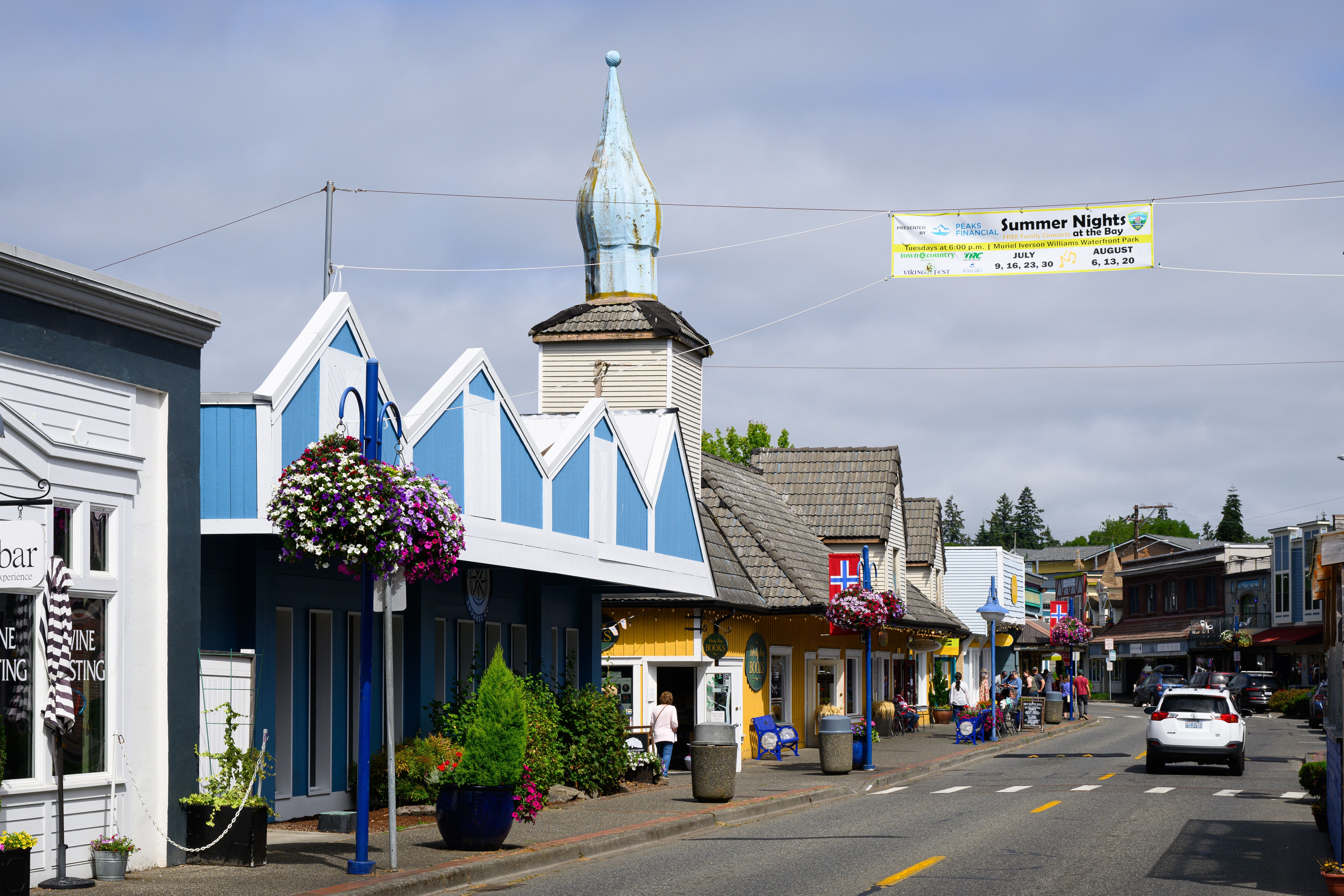 Front Street in downtown Poulsbo, Washington, WA, USA