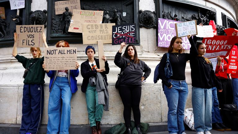 Demonstrations in support of Gisele Pelicot have been taking place across France. Pic: AP