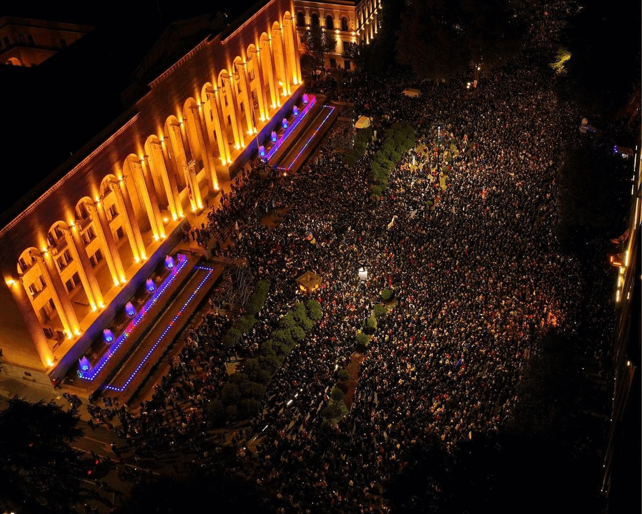 Tbilisi, Sakartvelo/Georgia. People came out because they don't want their country to become a russian puppet