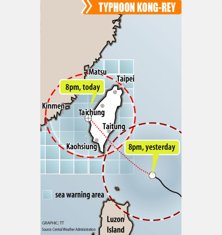 Typhoon forecast to hit Taiwan today