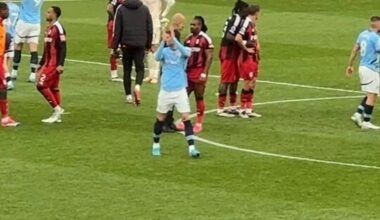 Pep Guardiola loves football so much that  after Traoré kept missing chances he went over at full time to  coach the opponent player.