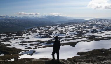 View towards Narvik [1] and Stormyra [2] from Nevertind [North East of Narvik]