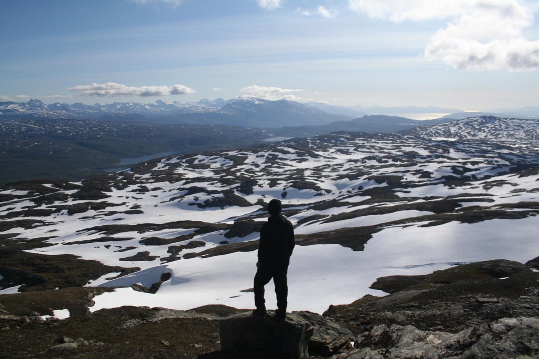 View towards Narvik [1] and Stormyra [2] from Nevertind [North East of Narvik]