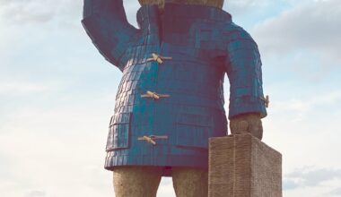 What could be more British than standing in freezing cold field eating ice cream, whilst staring at a giant Paddington Bear.