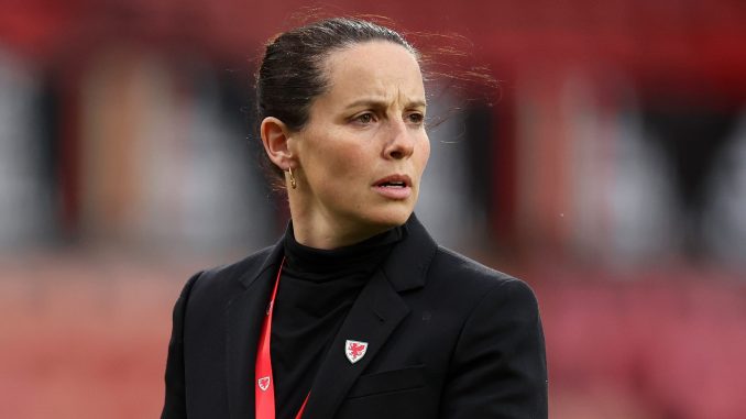 Rhian Wilkinson, Head Coach of Wales, looks on