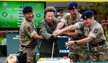 Princess Anne met Gurkha personnel and their families during a visit to Imjin Barracks in Gloucestershire