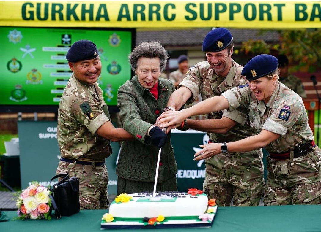 Princess Anne met Gurkha personnel and their families during a visit to Imjin Barracks in Gloucestershire