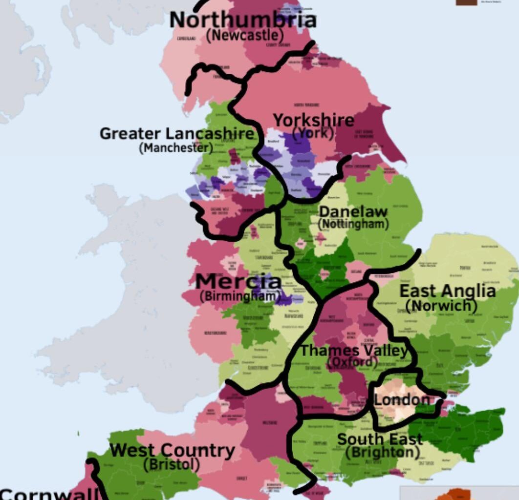 an altered idea for the regions of england