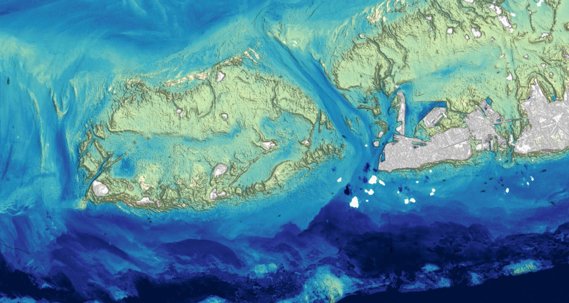 A bathymetry map of the Florida Keys