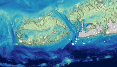 A bathymetry map of the Florida Keys