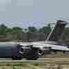 A United States Air Force C-17 cargo plane loaded with humanitarian aid lands at Camilo Daza airport in Cucuta, Colombia, on Feb. 16, 2019.