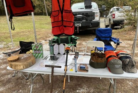 Alabama Power Forestry Management discussed the use of protective gear in maintaining woodlands. (Alabama Power)