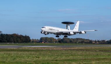 First modernised E-3A NATO AWACS aircraft Returns to Geilenkirchen