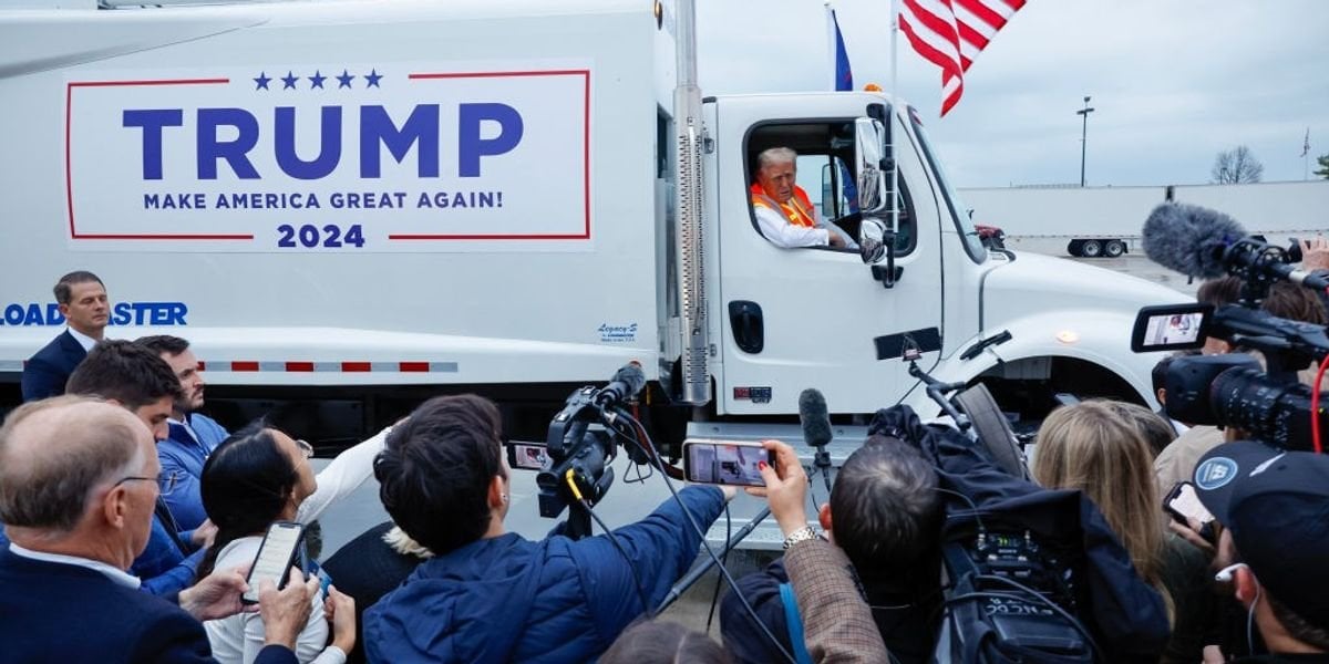 Worker Group Rebukes Trump as 'Billionaire Sleazeball' Over Dump Truck Stunt