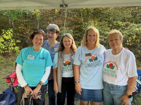 Master gardeners Kim Sprouse-Howell, Margaret Copeland, Carolyn Hudson, Elizabeth York and Barbara Williams of the Shelby County Master Gardener Association advised visitors about caring for their yards. (Donna Cope / Alabama News Center)