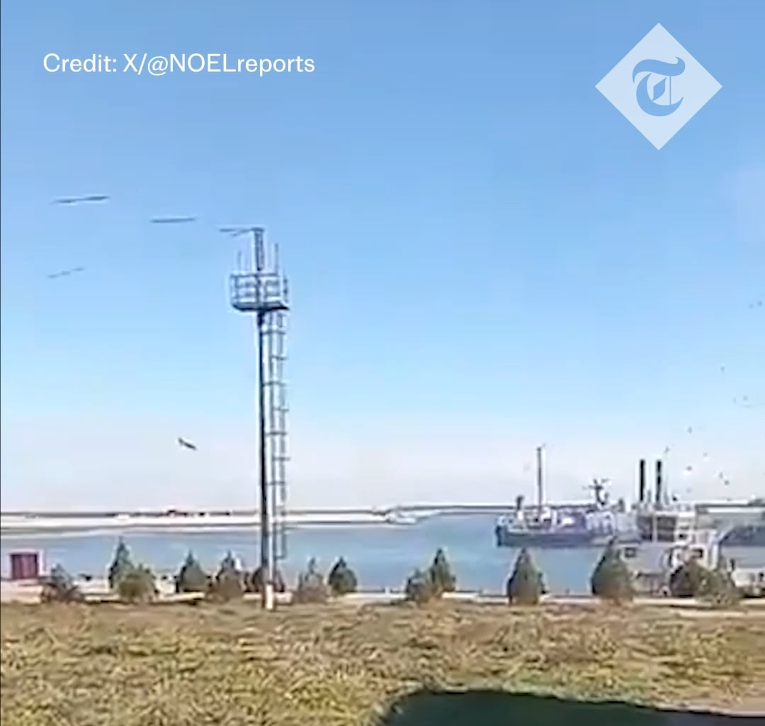 Ukrainian drones strike Russian base in Caspian Sea for first time