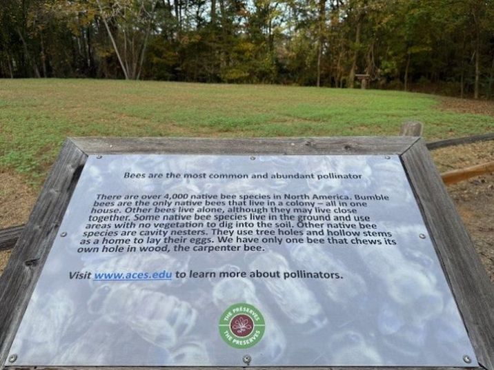 Visitors to eight Alabama Power lakes that feature pollinator plots will find educational signs that explain the importance of pollinators for crops. (Donna Cope / Alabama News Center)