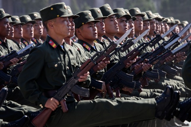 North Korean army marches 