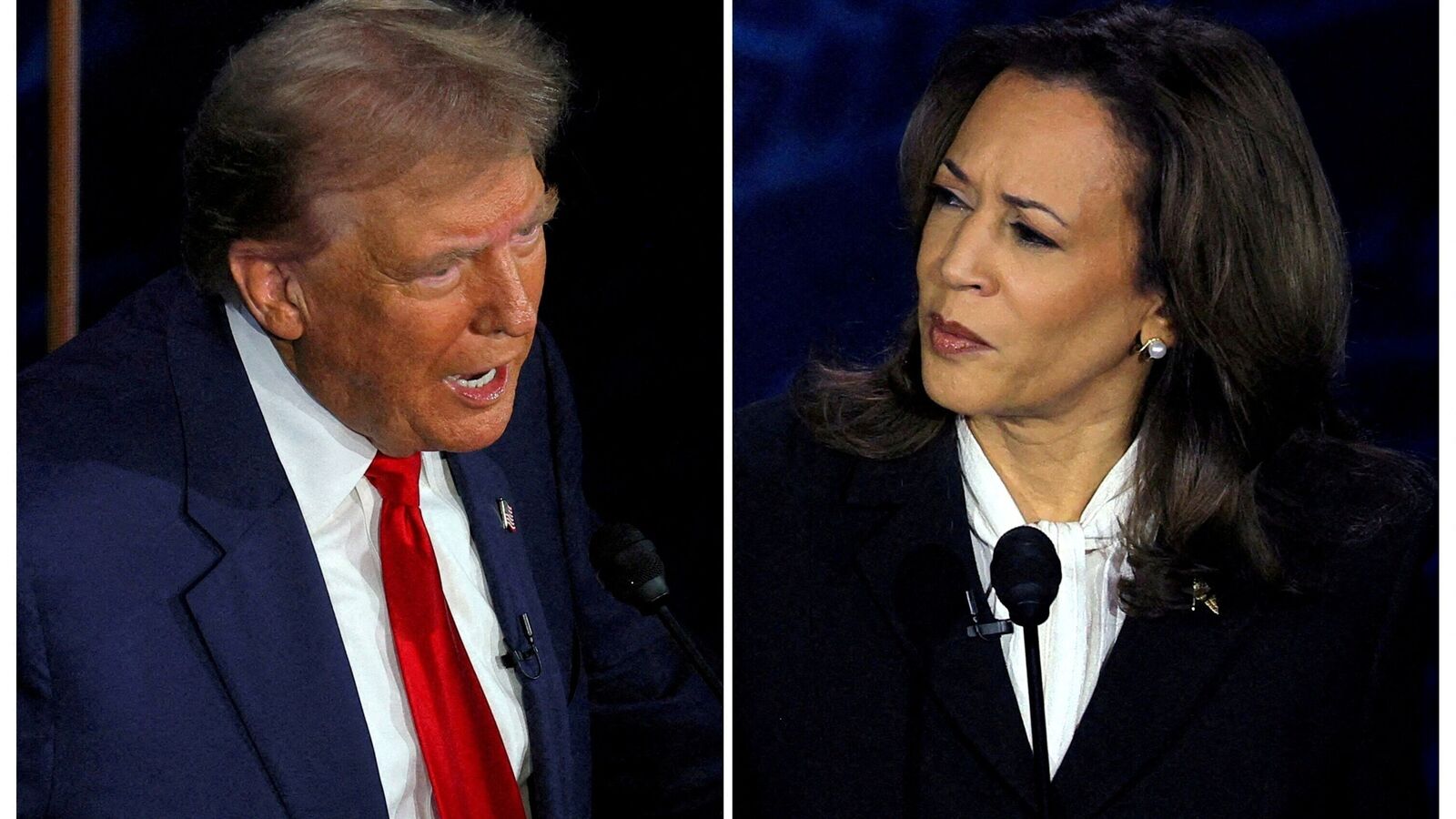 US Election Results 2024: The Republican presidential nominee, former US President Donald Trump, and the Democratic presidential nominee, US Vice President Kamala Harris, take part in a presidential debate hosted by ABC in Philadelphia, Pennsylvania, US, on September 10, 2024, in a combination of file photographs.