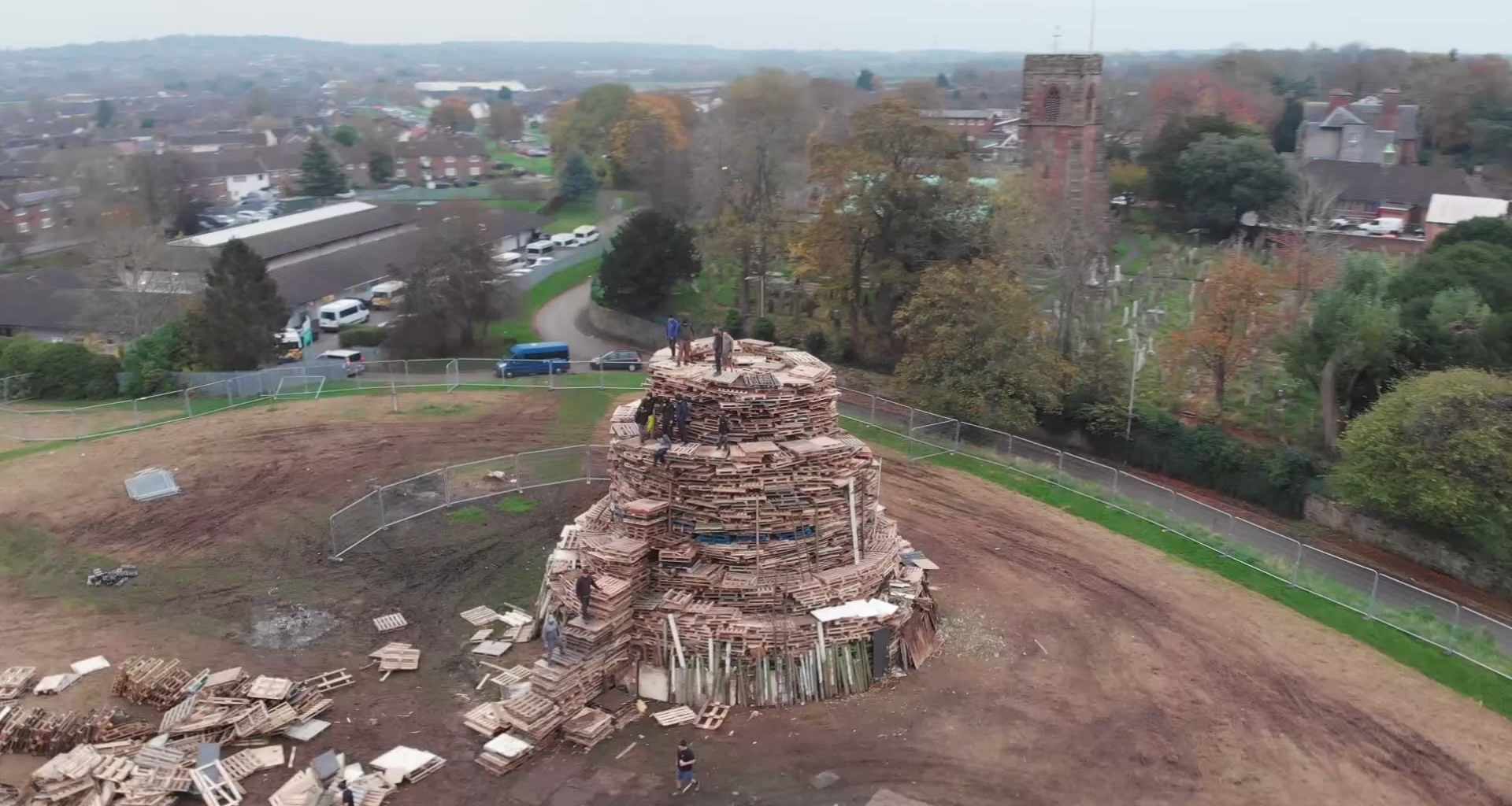 A community has come together to build what they say is the "biggest and best" bonfire - describing it as being "bigger than my mum's house"