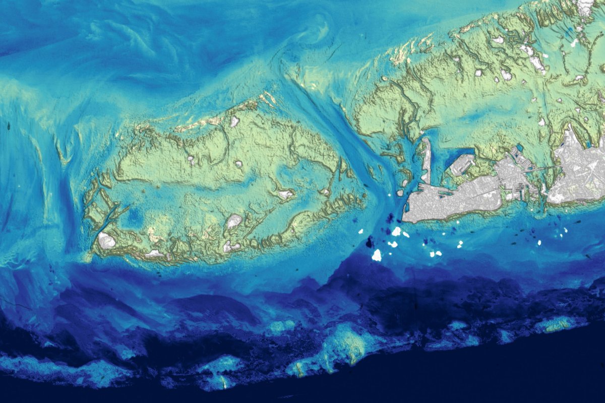 A bathymetry map of the Florida Keys