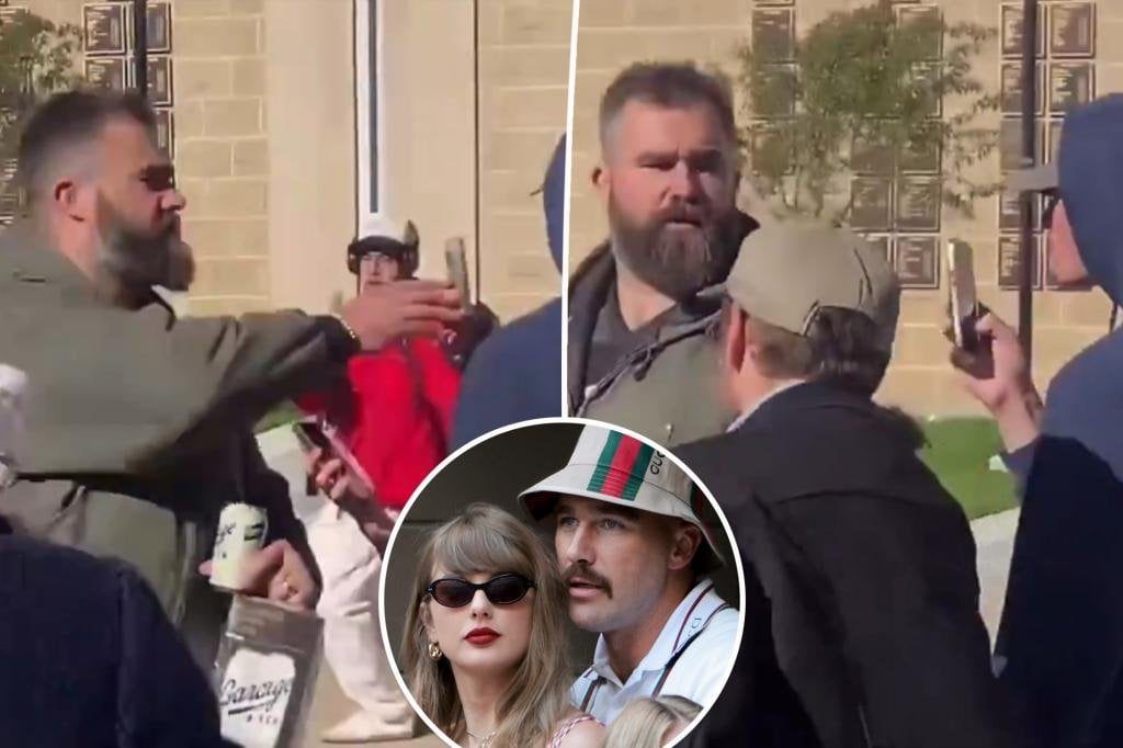 Jason Kelce slams Penn State student’s phone to ground after brother Travis gets called a slur for dating Taylor Swift