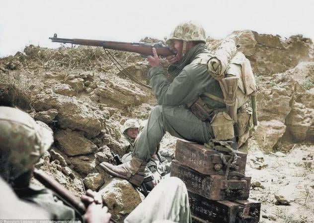 US Marine on Iwo Jima, 1945