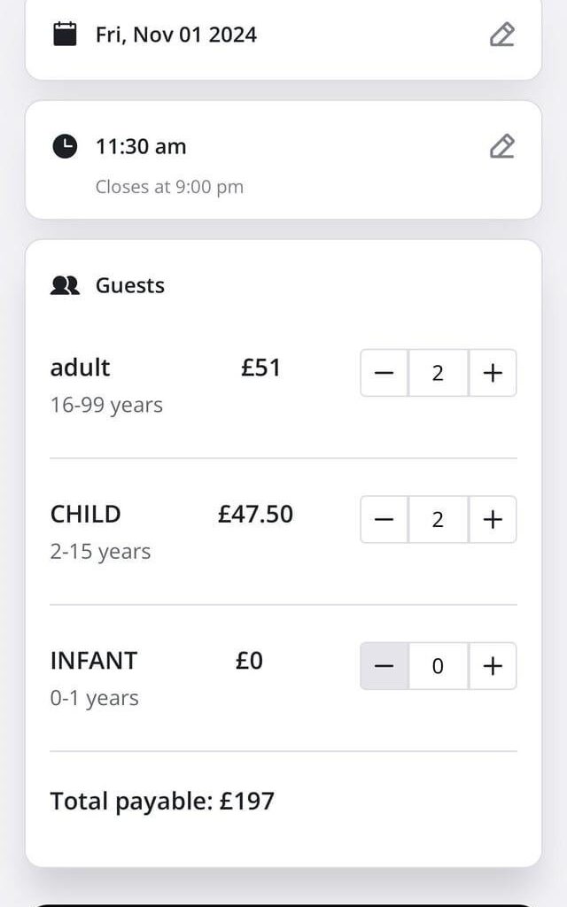 The London eye is £200 for a family of 4. Mental. It’s shit as well.