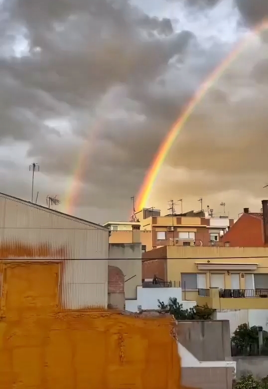 A double rainbow over Barcelona, which in hindsight feels all the more morbid