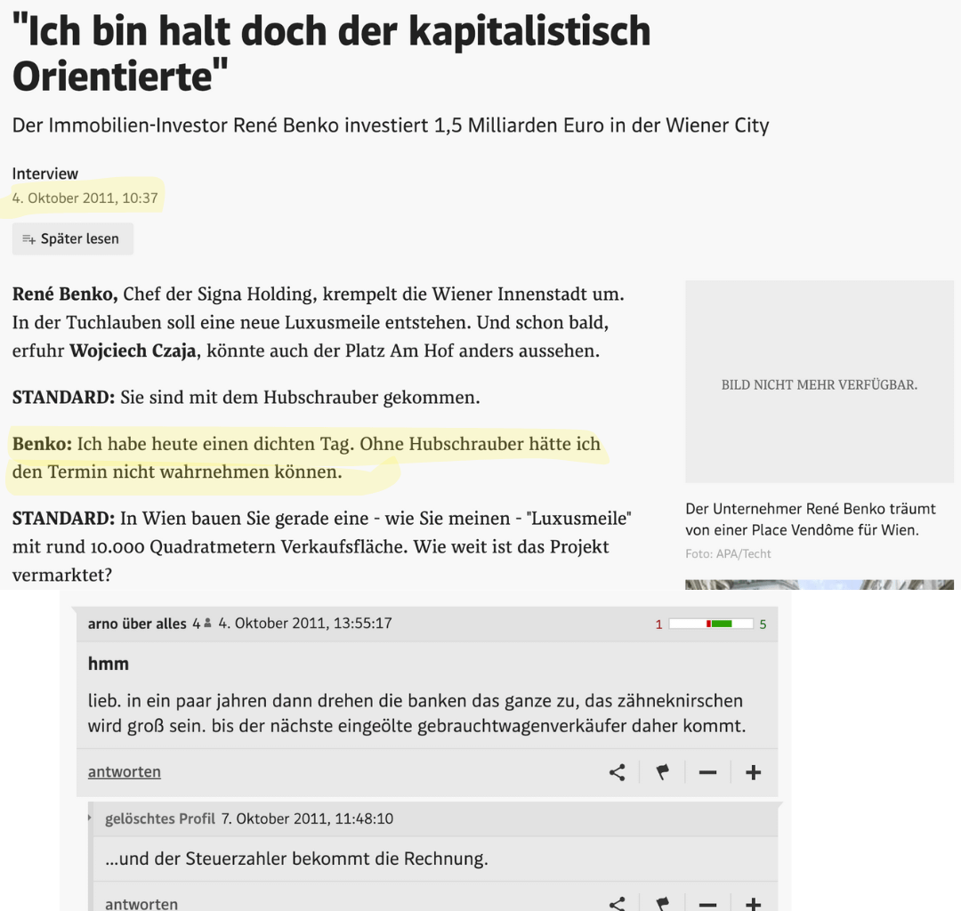 Das "Der Standard" Forum als treffende Hellseher im Fall Benko