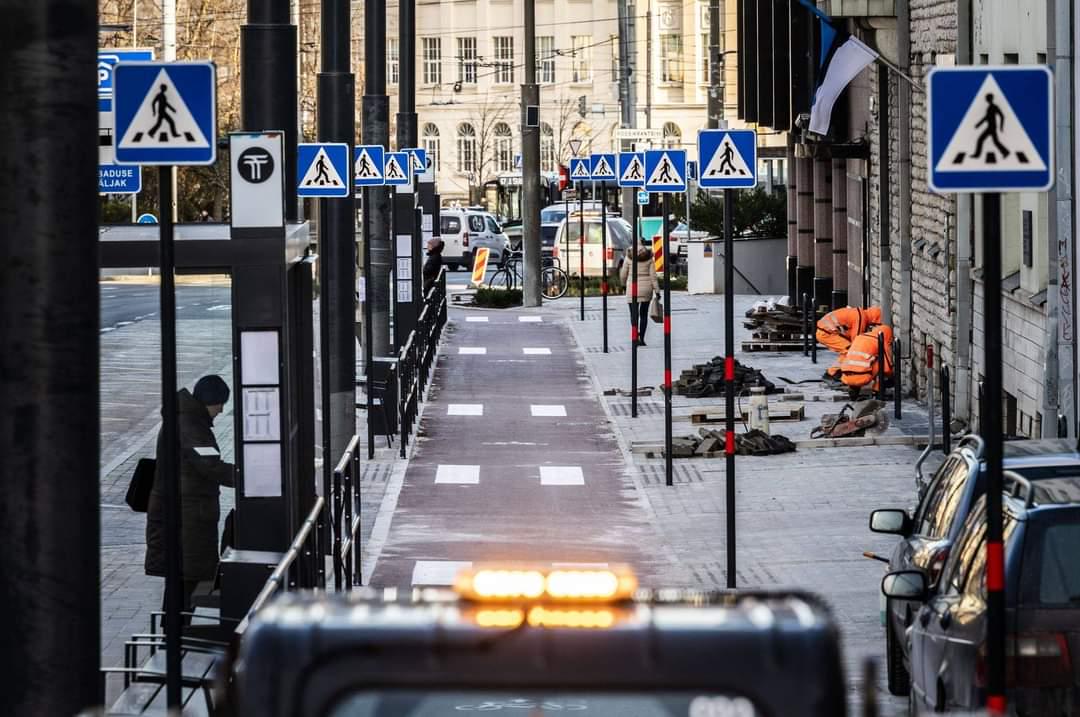 A completely new bike path in Tallinn, Estonia